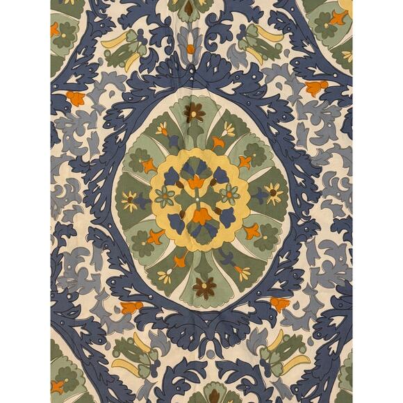 Pottery Barn Caesarea Medallion cotton duvet cover blue green white Queen/ Full - Picture 6 of 14